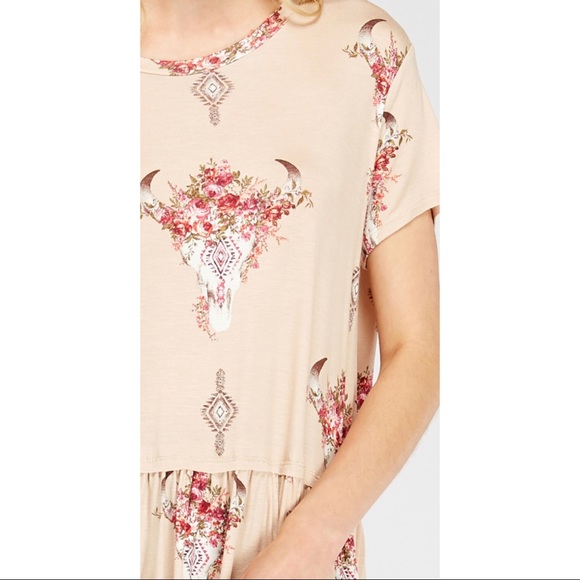 Floral Cow Skull Peplum Tee - Picture 6 of 11